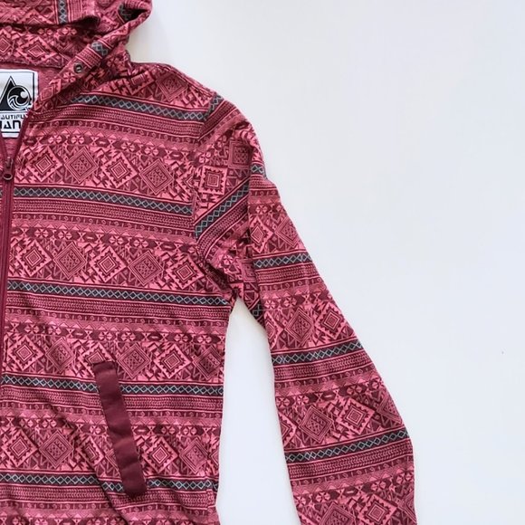 Beautiful Giant Men's Size Large Full Zip Lightweight Hoodie Maroon Red - Picture 5 of 5